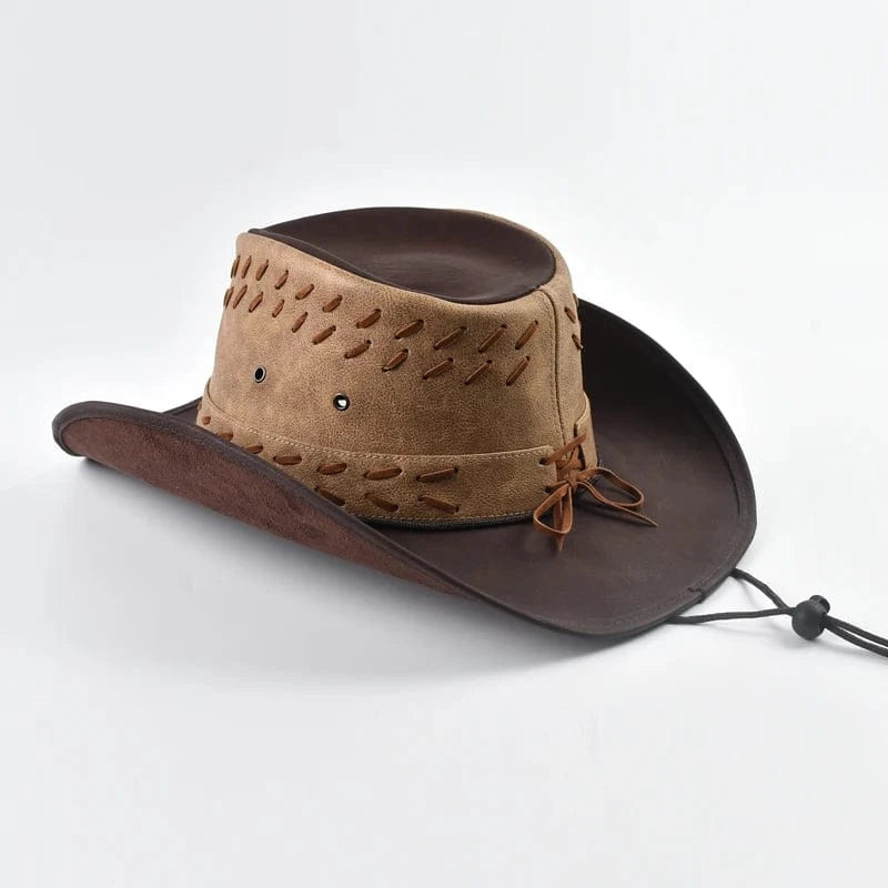 Äkta cowboyhatt skinn Brun och beige / One Size