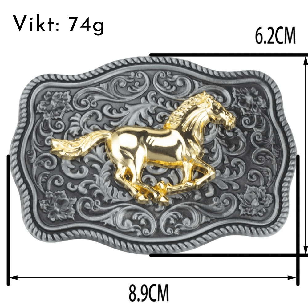 Äkta cowboyläderbälte hästmotiv