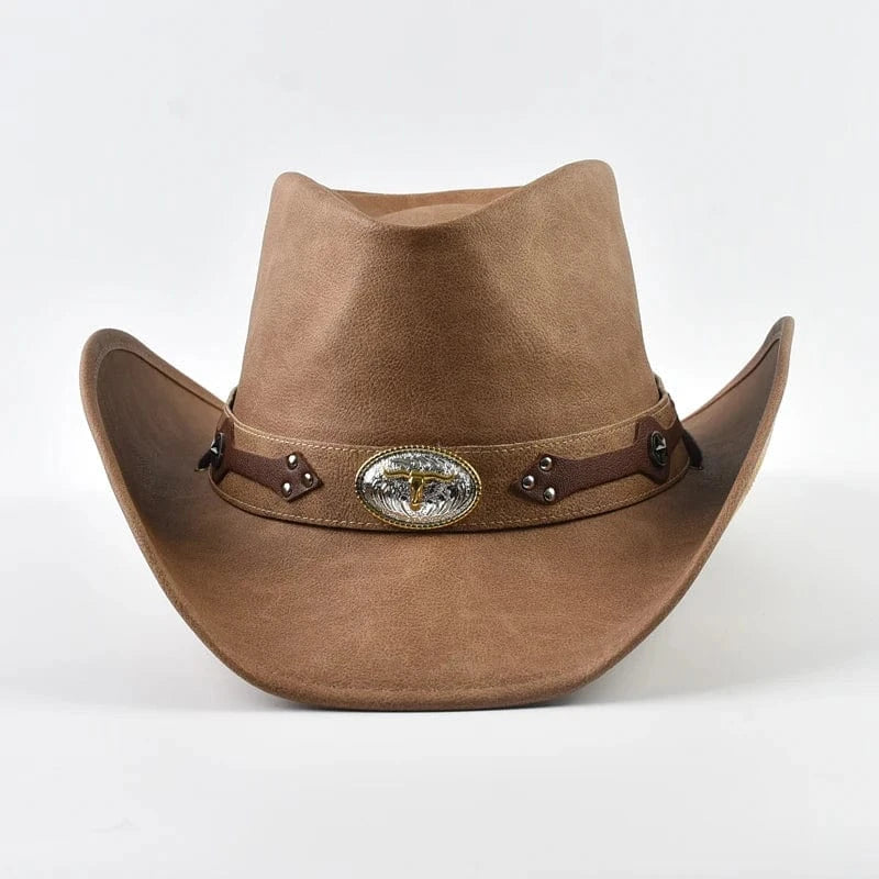Äkta Läder Cowboyhatt Män