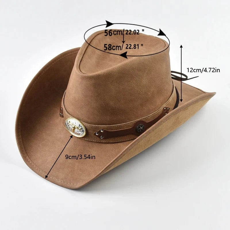 Äkta Läder Cowboyhatt Män