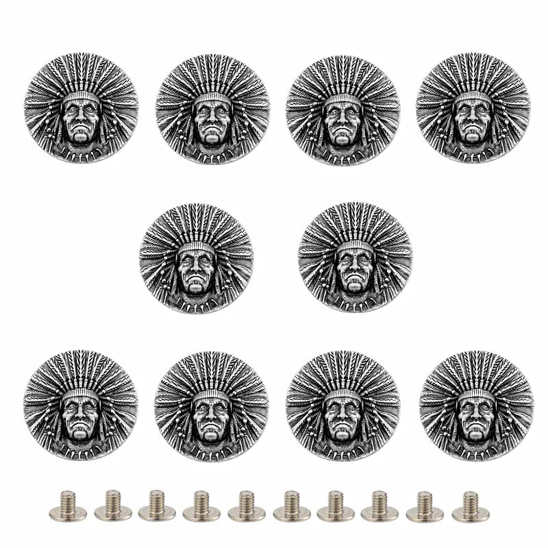Antik concho indianhövding Antiksilver / 10st