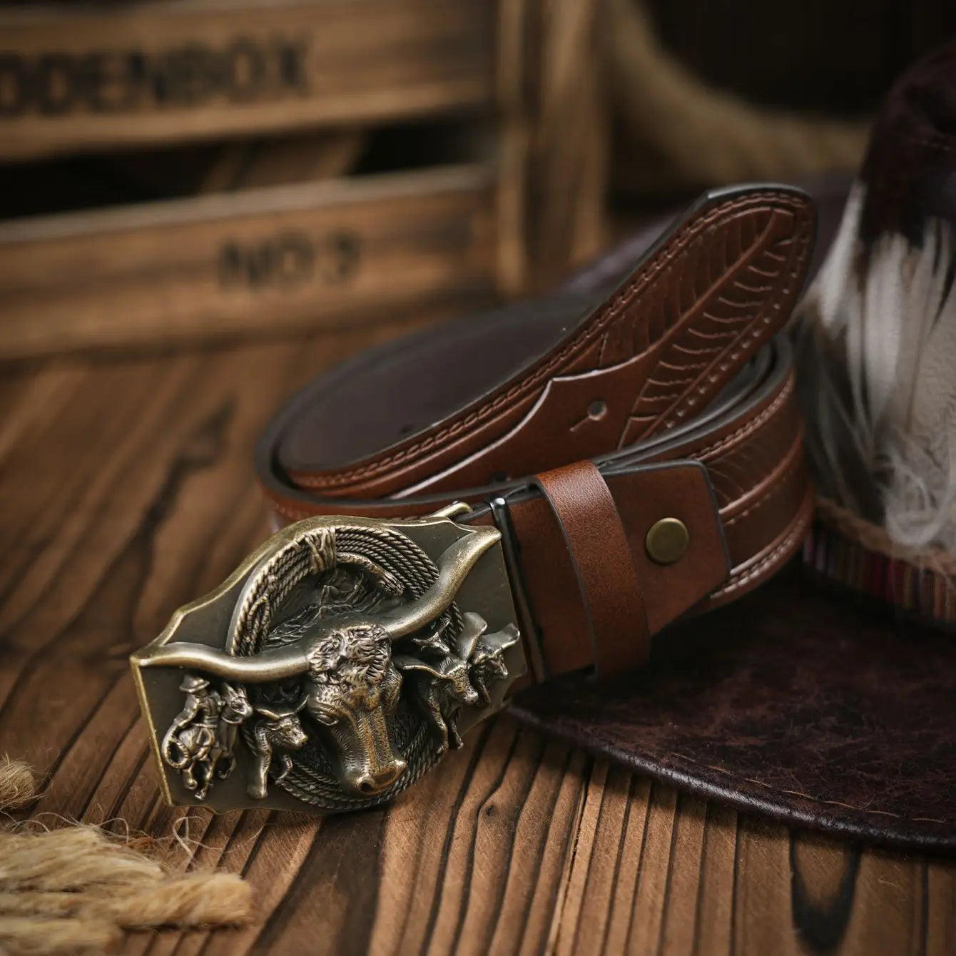 Antikt Westernbälte Longhorn