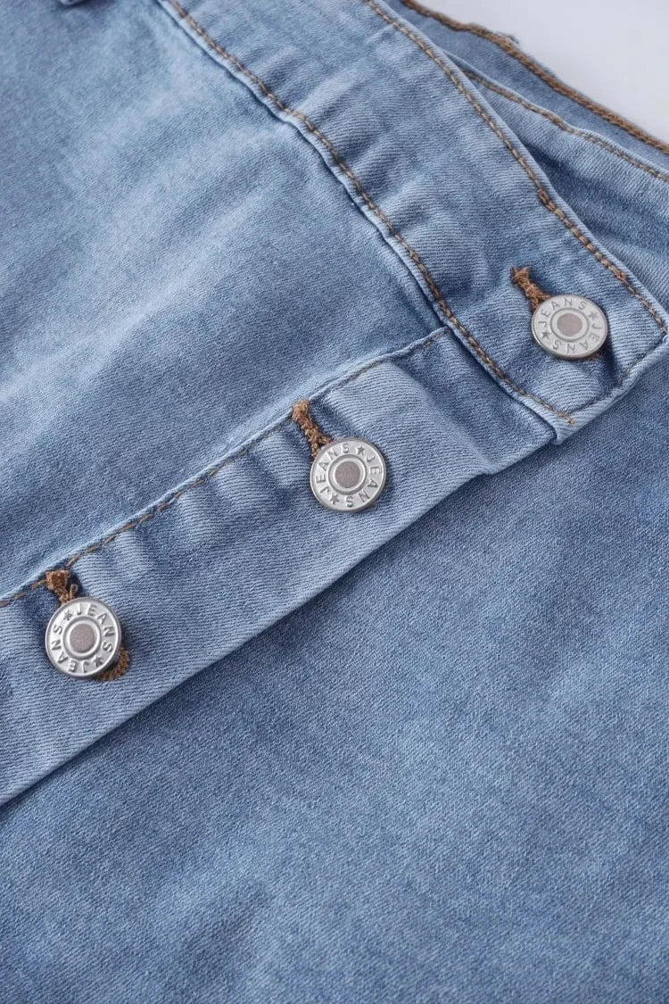 Asymmetrisk shorts kjol i denim