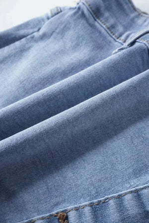 Asymmetrisk shorts kjol i denim