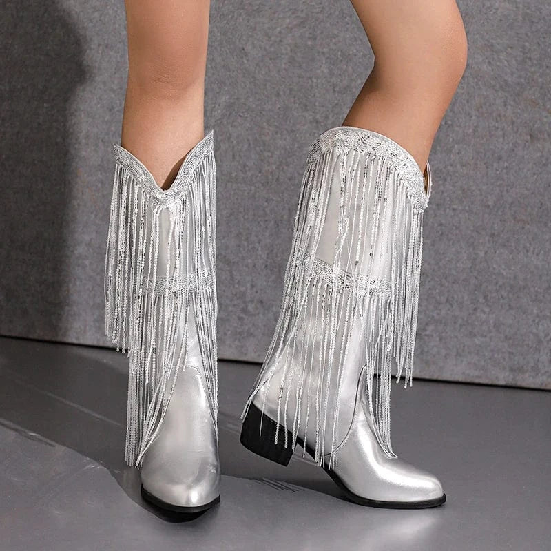 Glamorösa Cowgirl Boots med Fransar