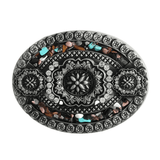 Bältespänne boho turkos blommor vintage western Silver
