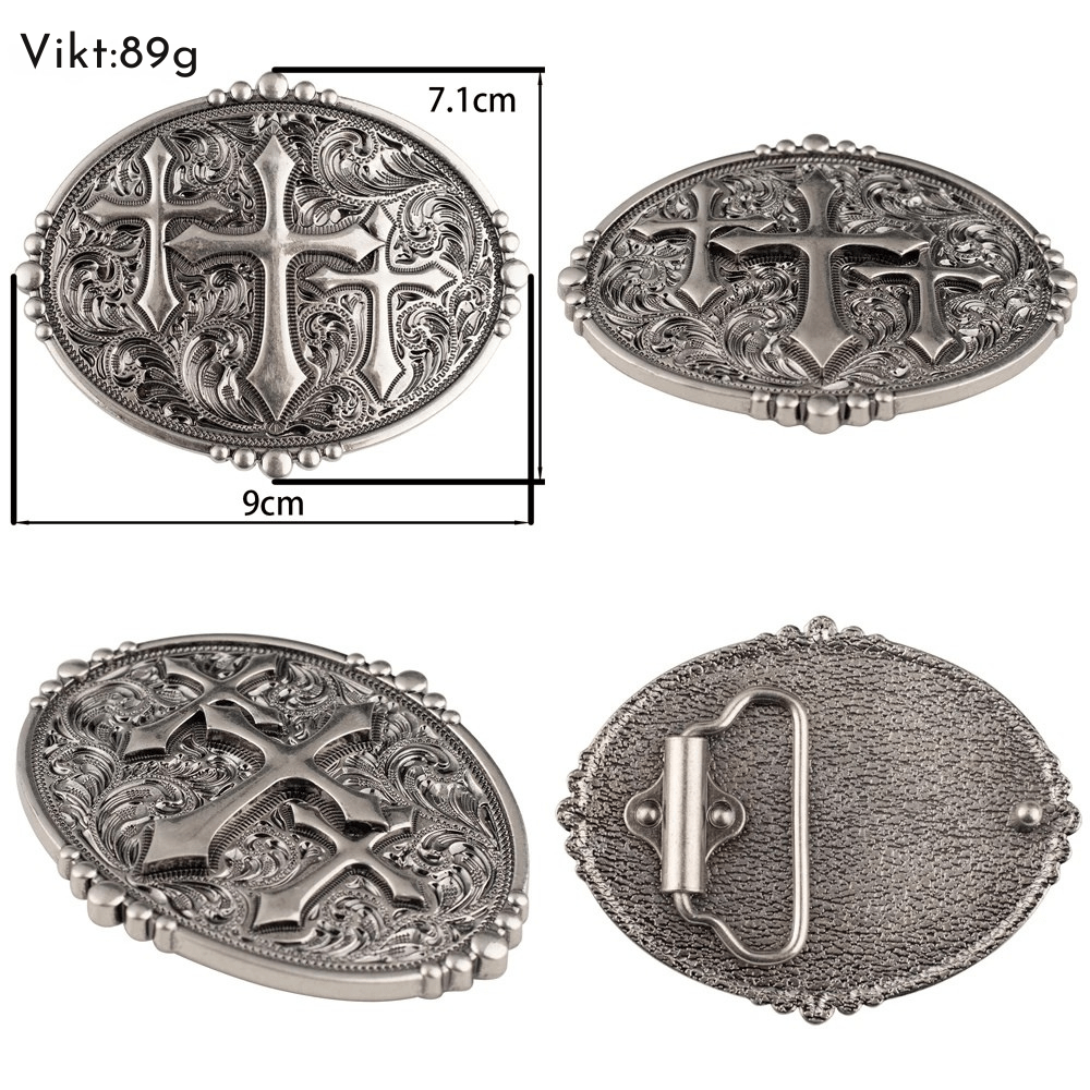 Bältespänne med kors och ornament i westernstil