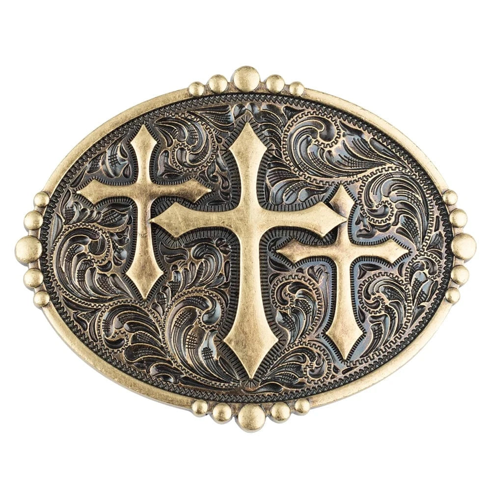 Bältespänne med kors och ornament i westernstil B brons