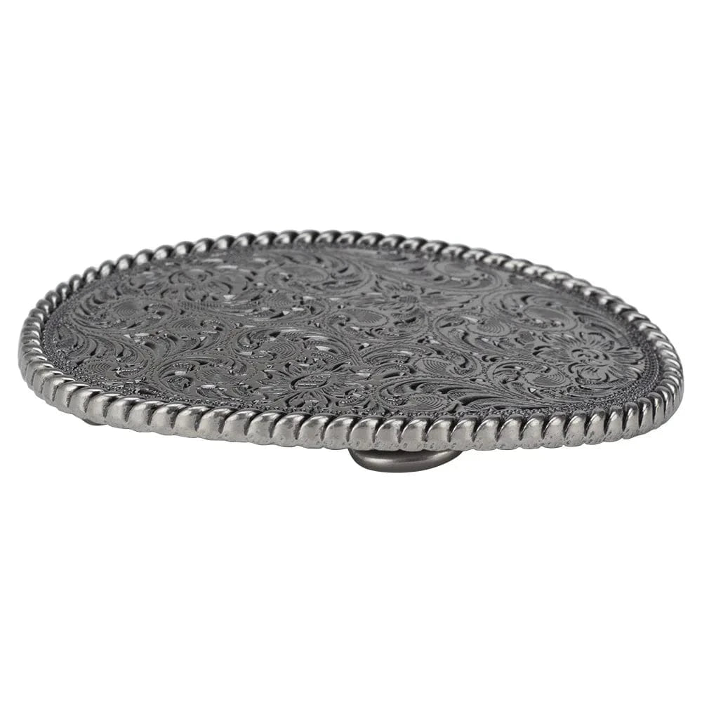 Bältespänne ovalt graverat silver western Silver