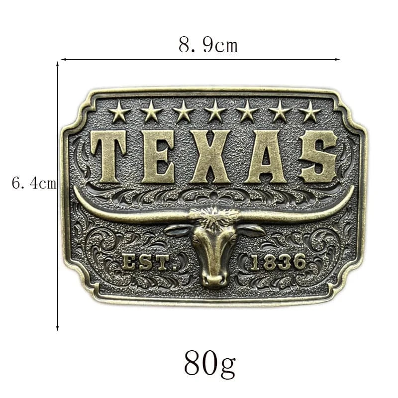 Bältespänne Texas med tjurskalle och stjärnor