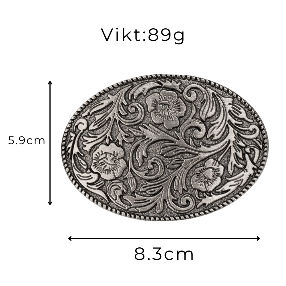 Bältesspänne Blommig Gravyr