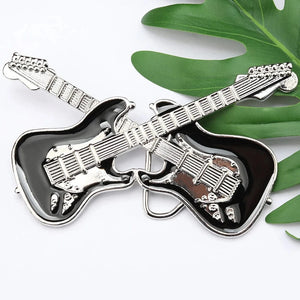 Bältesspänne Elektrische Gitarren Design mit schwarzem Emaille Silver/svart