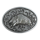 Bältesspänne Vildsvin Motiv Snirklig Gravyr Silver