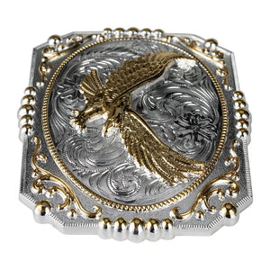 Bältesspänne western stil med detaljer i guld och silver eleganta motiv