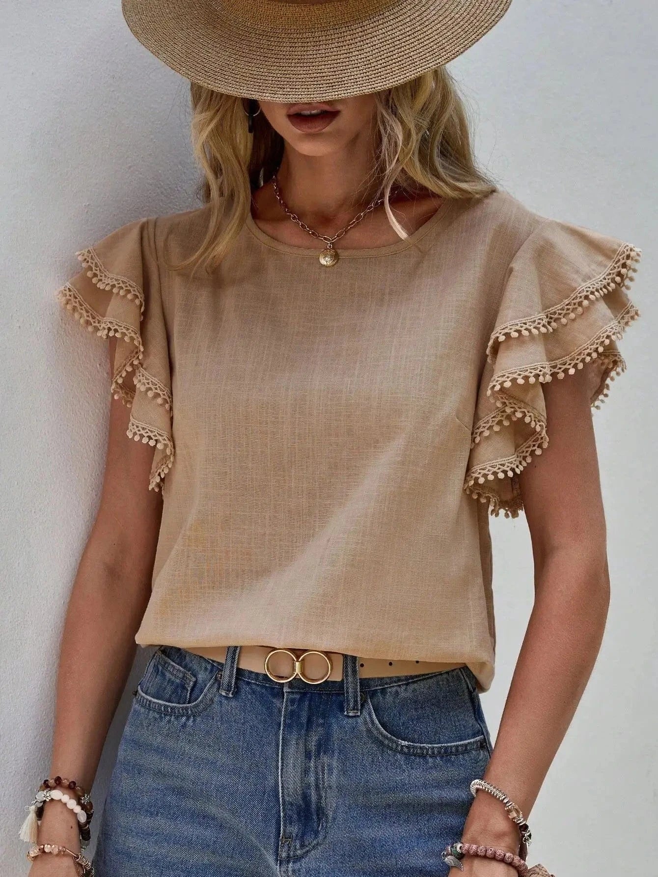 Blus volang Khaki / S