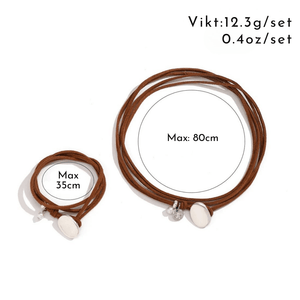 Bohemiskt choker-set i läder med silverhänge Brun och silver