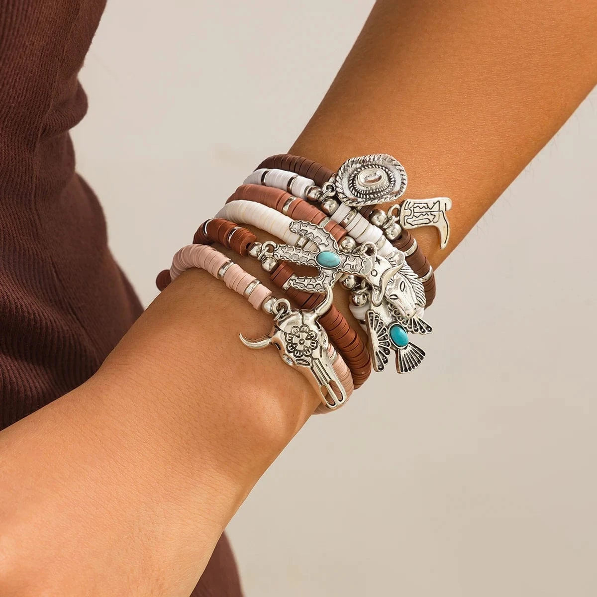 Boho Armband med Western Berlocker Flerfärgad 1