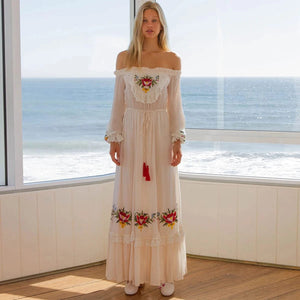 Boho chic klänning vit