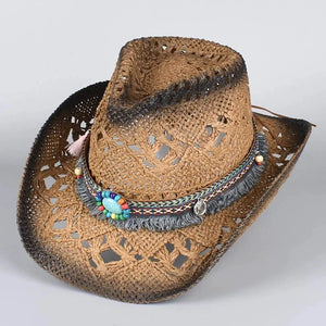 Boho Cowboy Stråhatt Mörkbrun / About 58cm