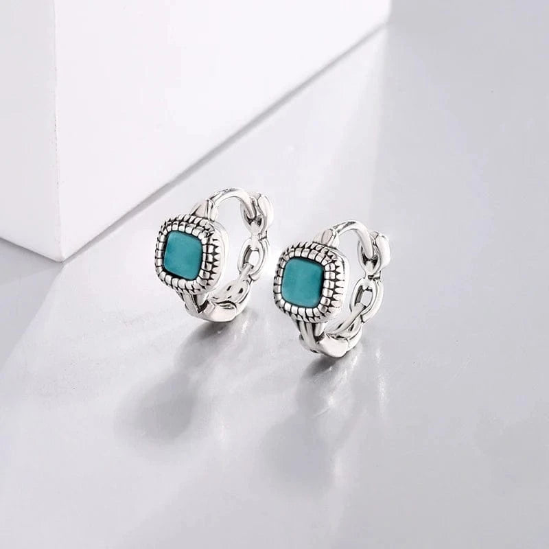 Boho örhängen Silver och blå