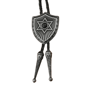 Bolo tie i form av sexuddig stjärna med natursten Svart