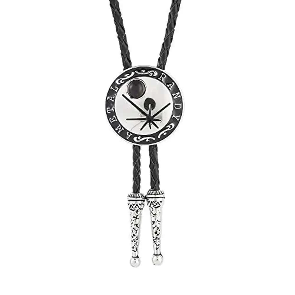 Bolo tie i rund form med stjärnmotiv Svart