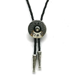 Bolo tie i rund metall med 12 Gauge-design Silver