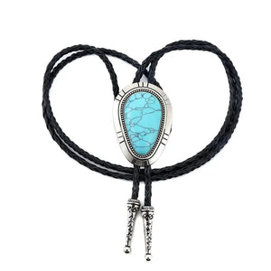 Bolo tie med ädelstenslook i vattendroppsform Blå