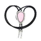 Bolo tie med ädelstenslook i vattendroppsform Rosa