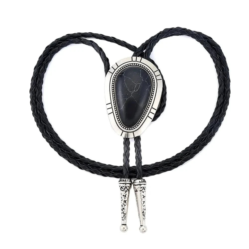 Bolo tie med ädelstenslook i vattendroppsform Svart