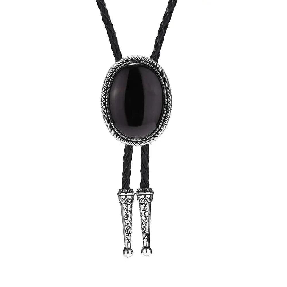 Bolo tie med äkta agatsten Svart