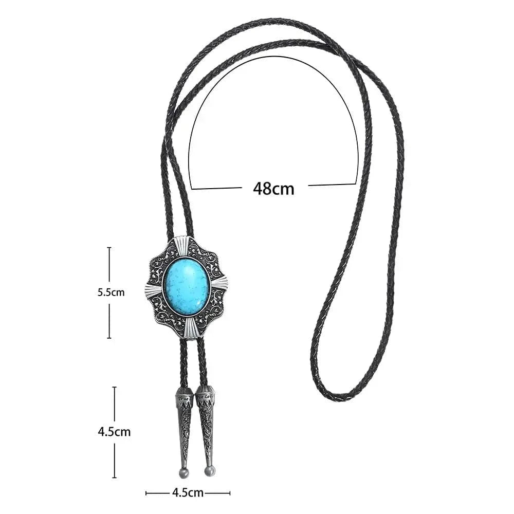 Bolo tie med blå sten och antik silverram Blå