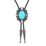 Bolo tie med blå sten och antik silverram Blå