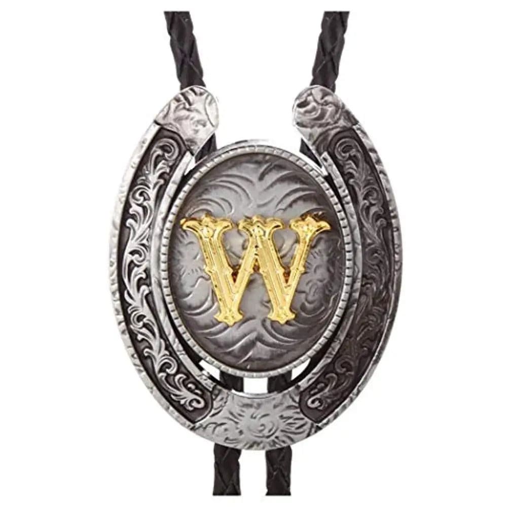 Bolo tie med bokstavsemblem A–Z Silver W