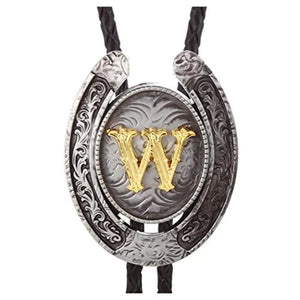 Bolo tie med bokstavsemblem A–Z Silver W