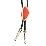 Bolo tie med färgad sten i oregelbunden form Röd