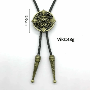 Bolo tie med lejonhuvud i antikmetall