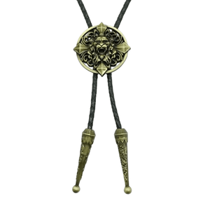 Bolo tie med lejonhuvud i antikmetall Guld