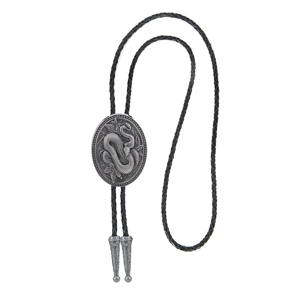 Bolo tie med ormmönster i antiksilver Mörksilver