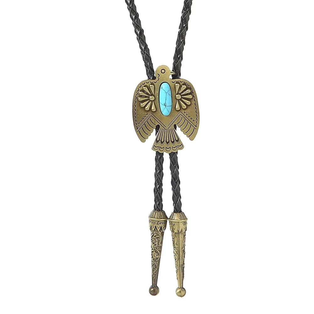 Bolo tie med örnmotiv och turkos sten Brons