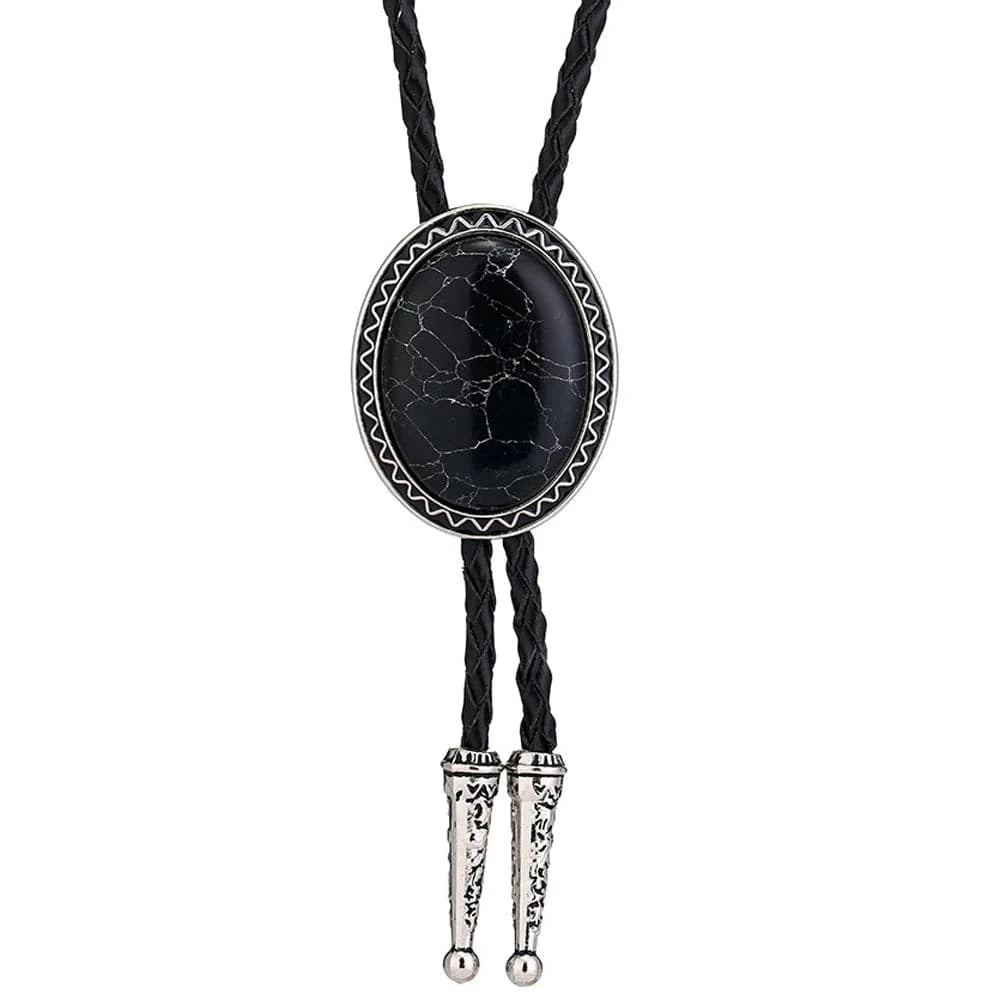 Bolo tie med oval ädelstensimitation Svart