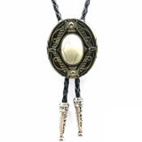 Bolo tie med oval agatsten och vintageinfattning Vit