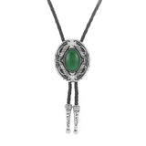 Bolo tie med oval sten och vågformad ram Grön