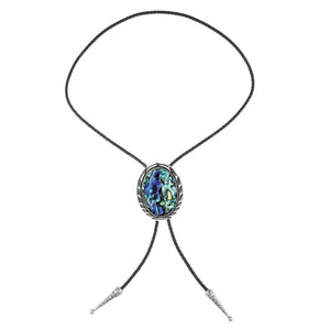 Bolo tie med snäckstenshänge i blågrönt skimrande