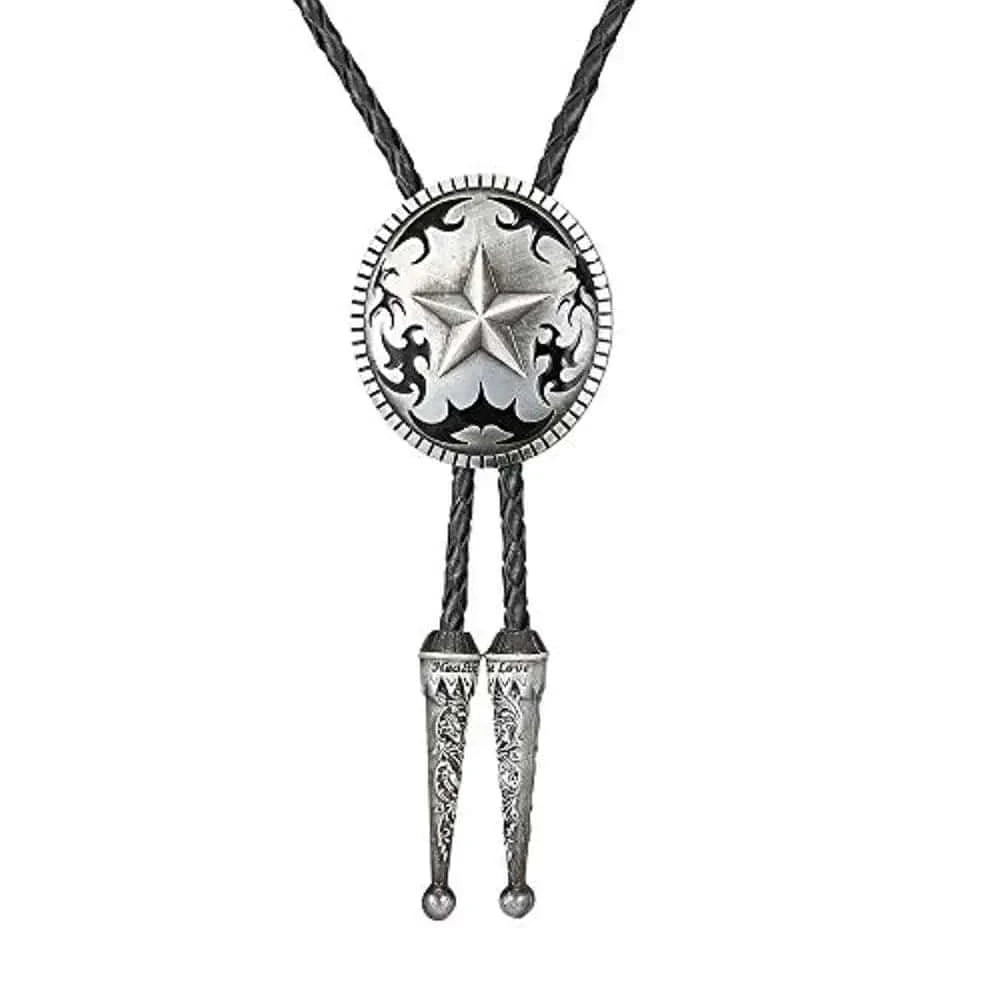 Bolo tie med stjärnmotiv i antik metall Silver