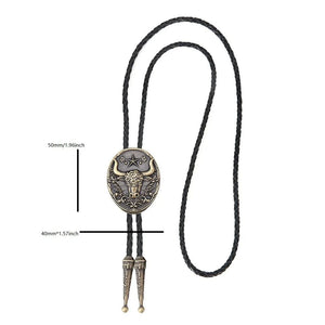 Bolo tie med tjurhuvud och pentagram