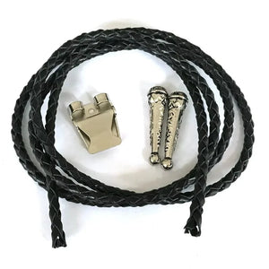Bolo tie svart läder med biljardkula siffra 8 Svart och vit