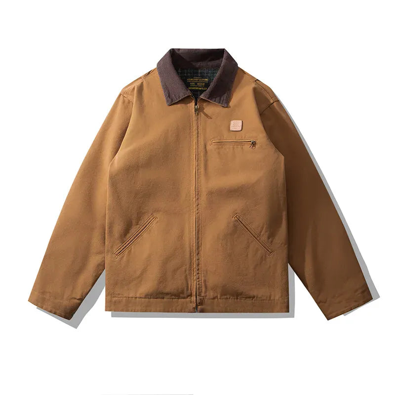 Bomull canvas jacka Mörk khaki / S