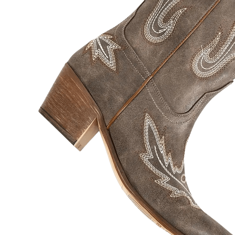 Broderade Cowgirl Boots i Mocka
