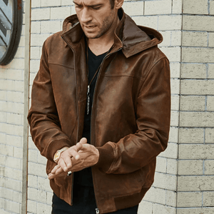Brun jacka herr läder